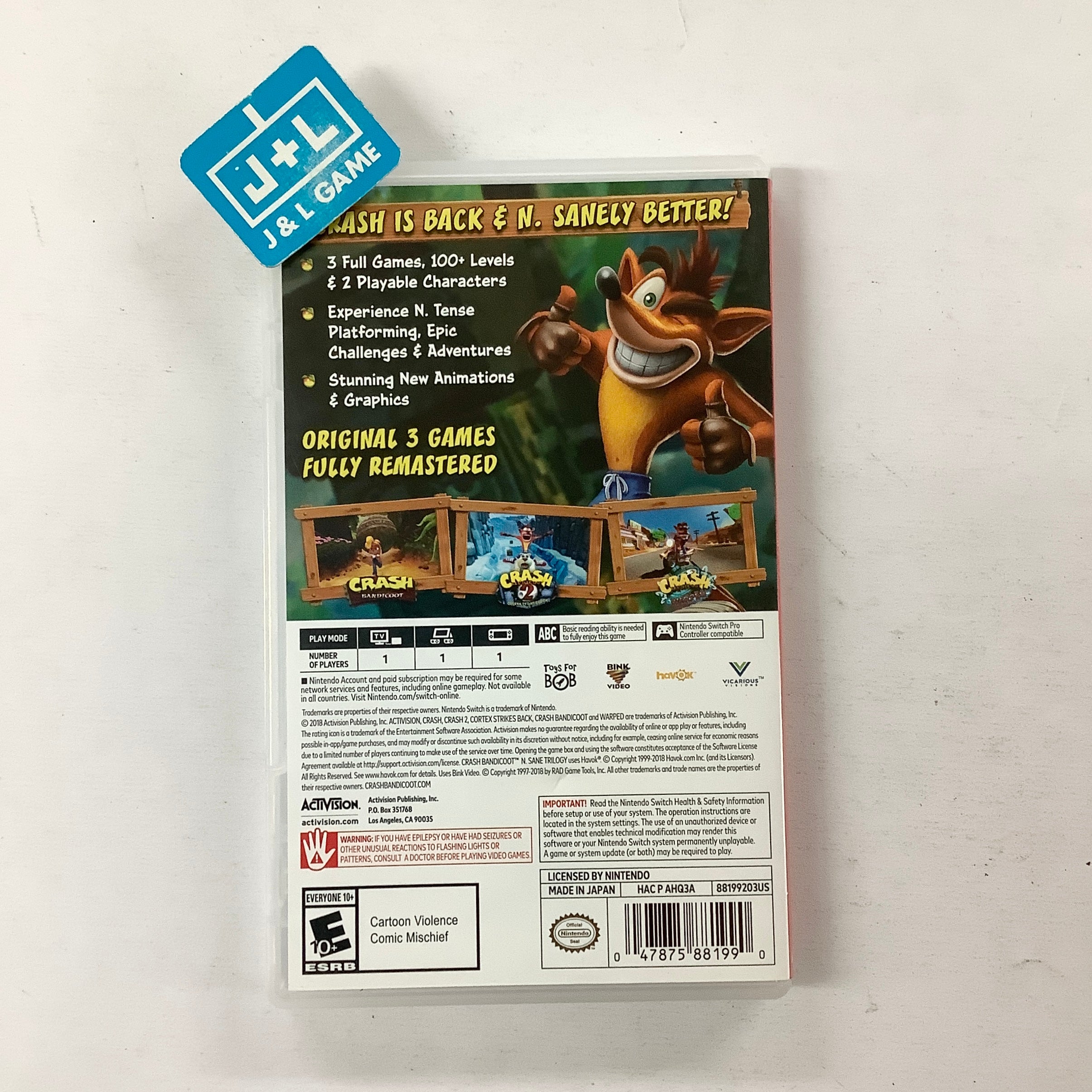 Crash Bandicoot N. Sane Trilogy - (NSW) Nintendo Switch [Pre-Owned] Video Games Activision   