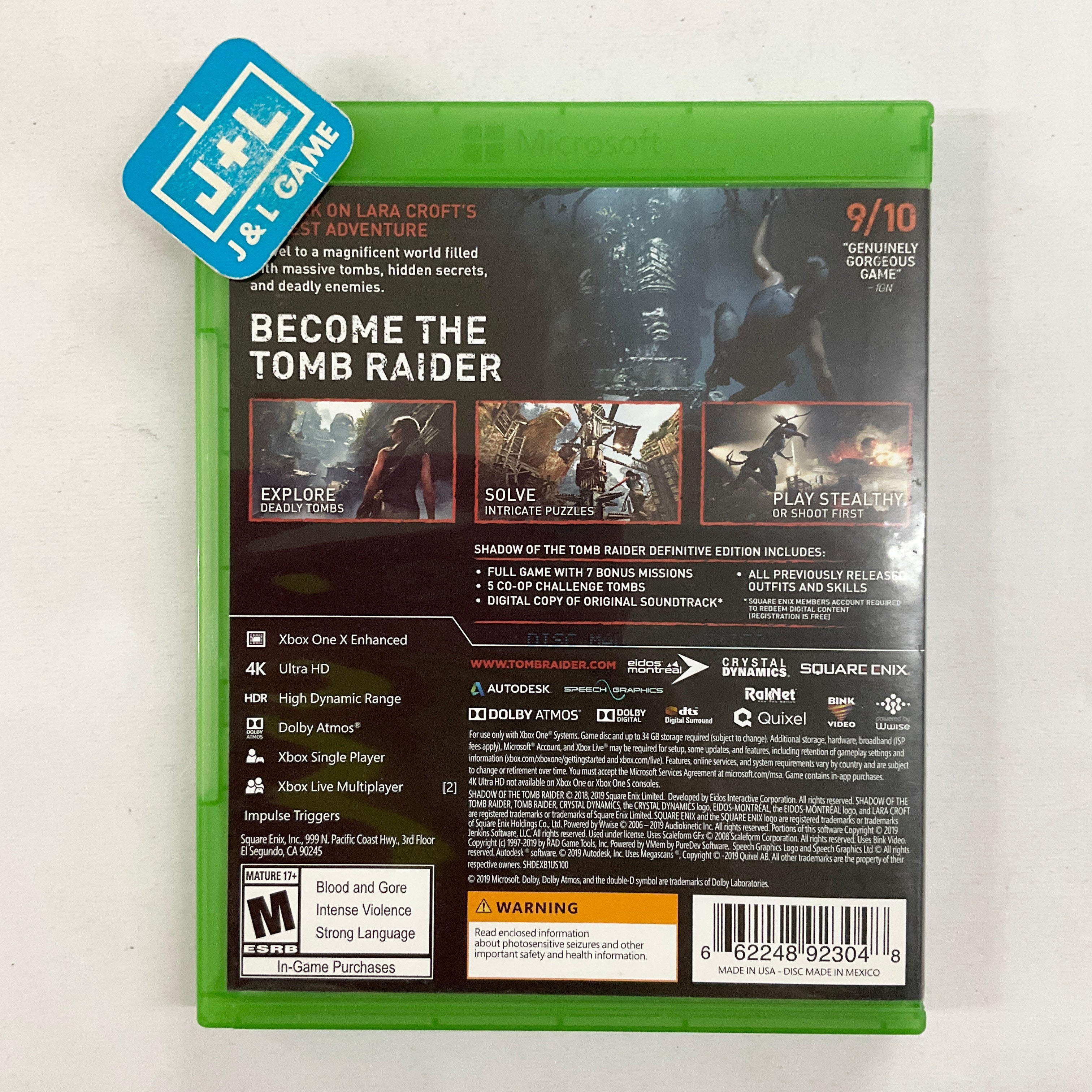 Shadow of the Tomb Raider (Definitive Edition) - (XB1) Xbox One [Pre-Owned] Video Games Square Enix   