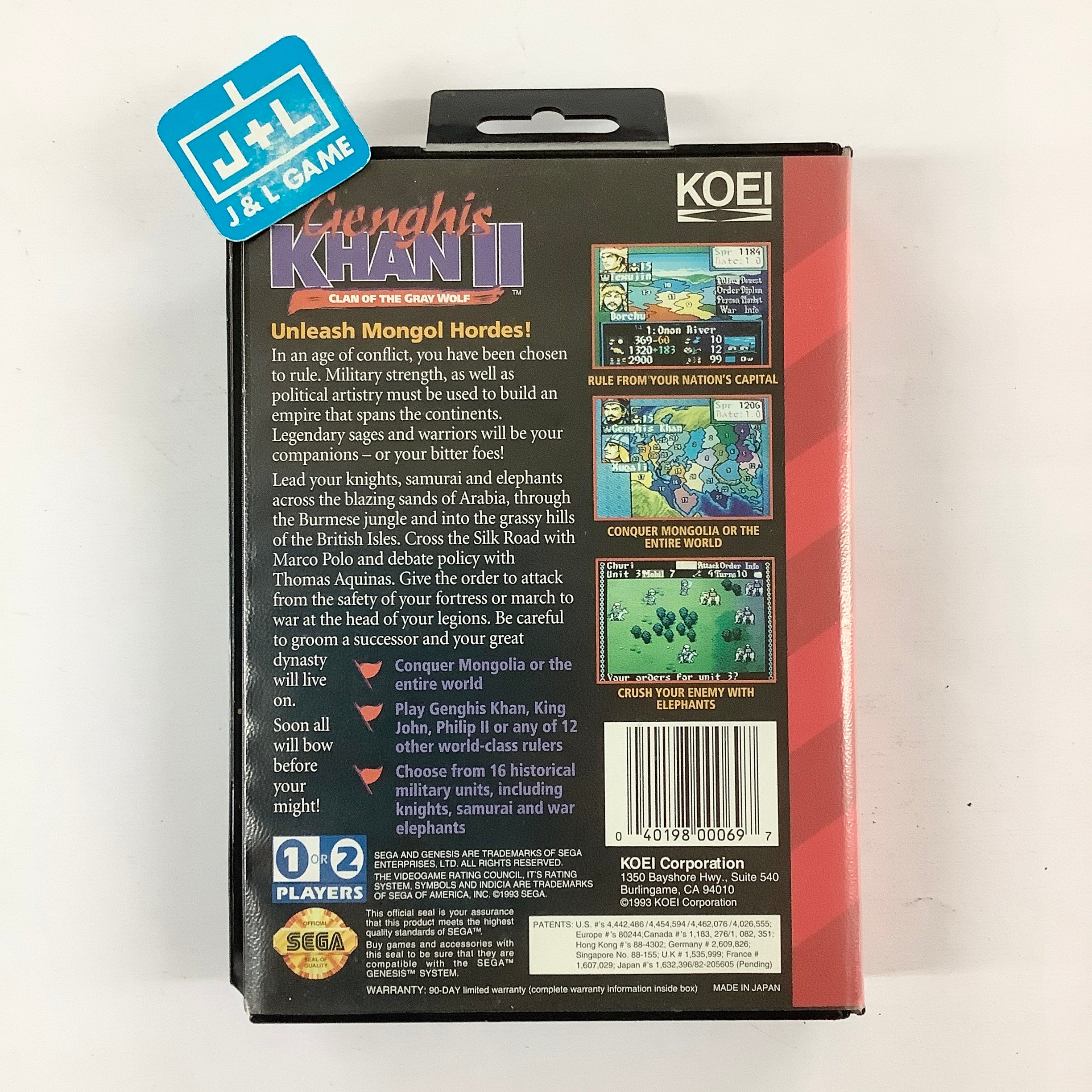 Genghis Khan II: Clan of the Gray Wolf - (SG) SEGA Genesis [Pre-Owned] Video Games Sega   