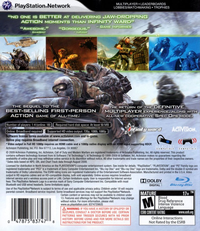 Call of Duty: Modern Warfare 2 - (PS3) PlayStation 3 Video Games Activision   