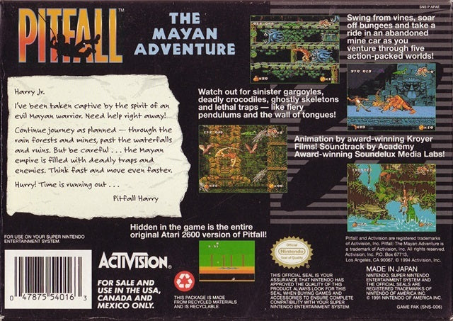 Pitfall: The Mayan Adventure - (SNES) Super Nintendo [Pre-Owned] Video Games Activision   