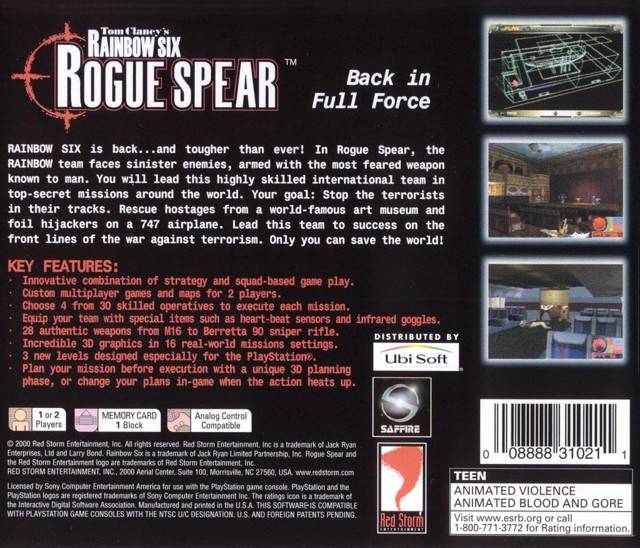 Tom Clancy's Rainbow Six: Rogue Spear - (PS1) PlayStation 1 [Pre-Owned] Video Games Red Storm Entertainment   