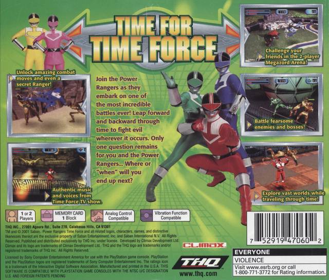 Saban's Power Rangers: Time Force - (PS1) Playstation 1 [Pre-Owned] Video Games THQ   