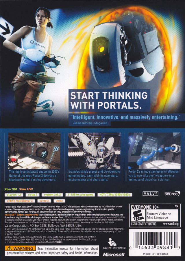 Portal 2 - Xbox 360 [Pre-Owned] Video Games Valve Software   