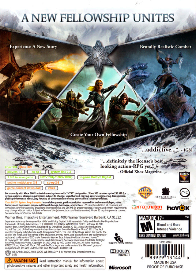 The Lord of the Rings: War in the North - Xbox 360 [Pre-Owned] Video Games Warner Bros. Interactive Entertainment   