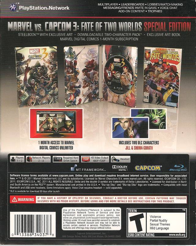 Marvel vs. Capcom 3: Fate of Two Worlds (Special Edition) - (PS3) PlayStation 3 [Pre-Owned] Video Games Capcom   