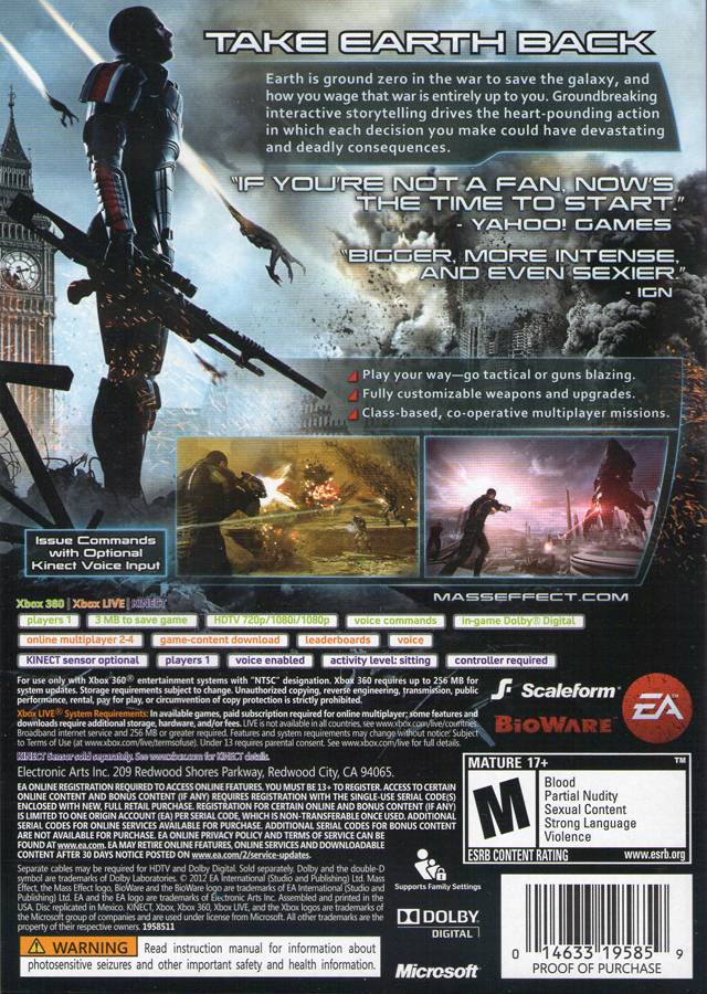 Mass Effect 3 - Xbox 360 [Pre-Owned] Video Games Electronic Arts   