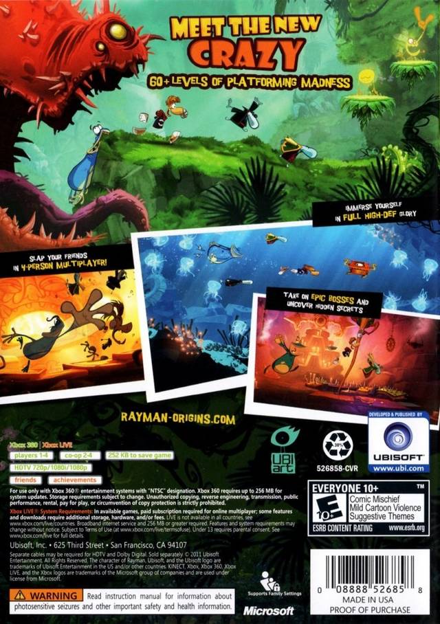 Rayman Origins - Xbox 360 [Pre-Owned] Video Games Ubisoft   