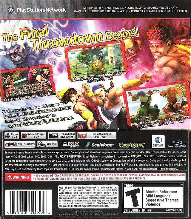 Super Street Fighter IV: Arcade Edition - (PS3) PlayStation 3 Video Games Capcom   