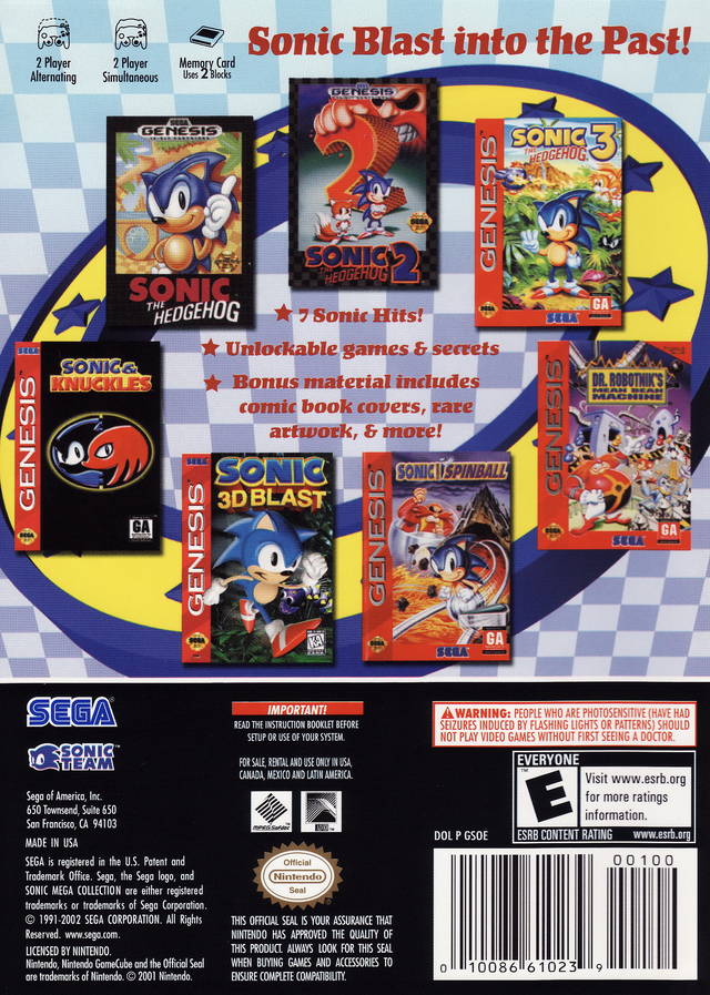 Sonic Mega Collection (Player's Choice) - (GC) GameCube Video Games Sega   