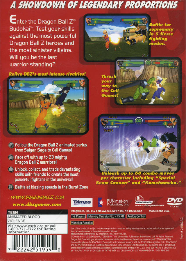 Dragon Ball Z: Budokai - (PS2) PlayStation 2 [Pre-Owned] Video Games Atari SA   