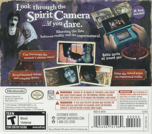 Spirit Camera: The Cursed Memoir - Nintendo 3DS Video Games Nintendo   