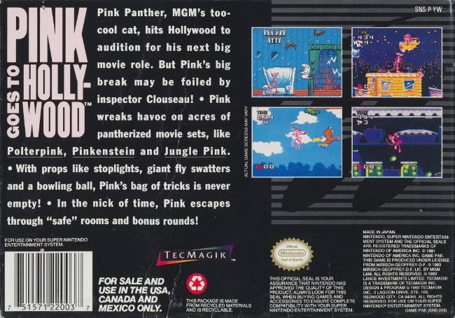 Pink Goes to Hollywood - (SNES) Super Nintendo [Pre-Owned] Video Games TecMagik   