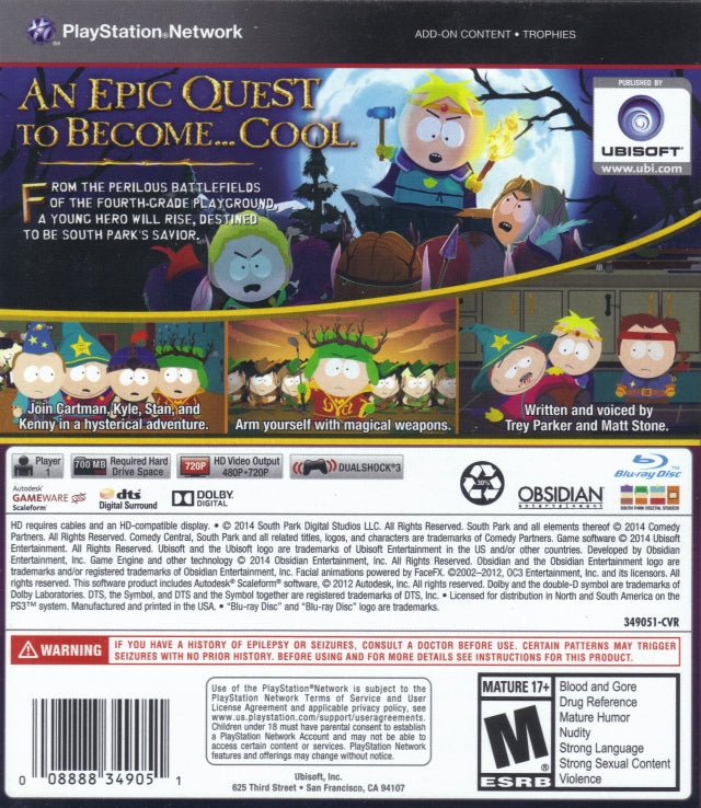 South Park: The Stick of Truth - (PS3) PlayStation 3 [Pre-Owned] Video Games Ubisoft   