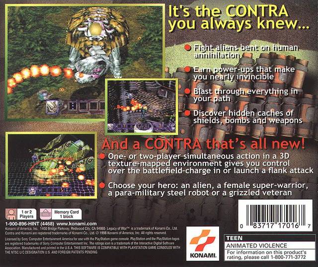 Contra: Legacy of War (Dual Disc Case) - (PS1) PlayStation 1 [Pre-Owned] Video Games Konami   