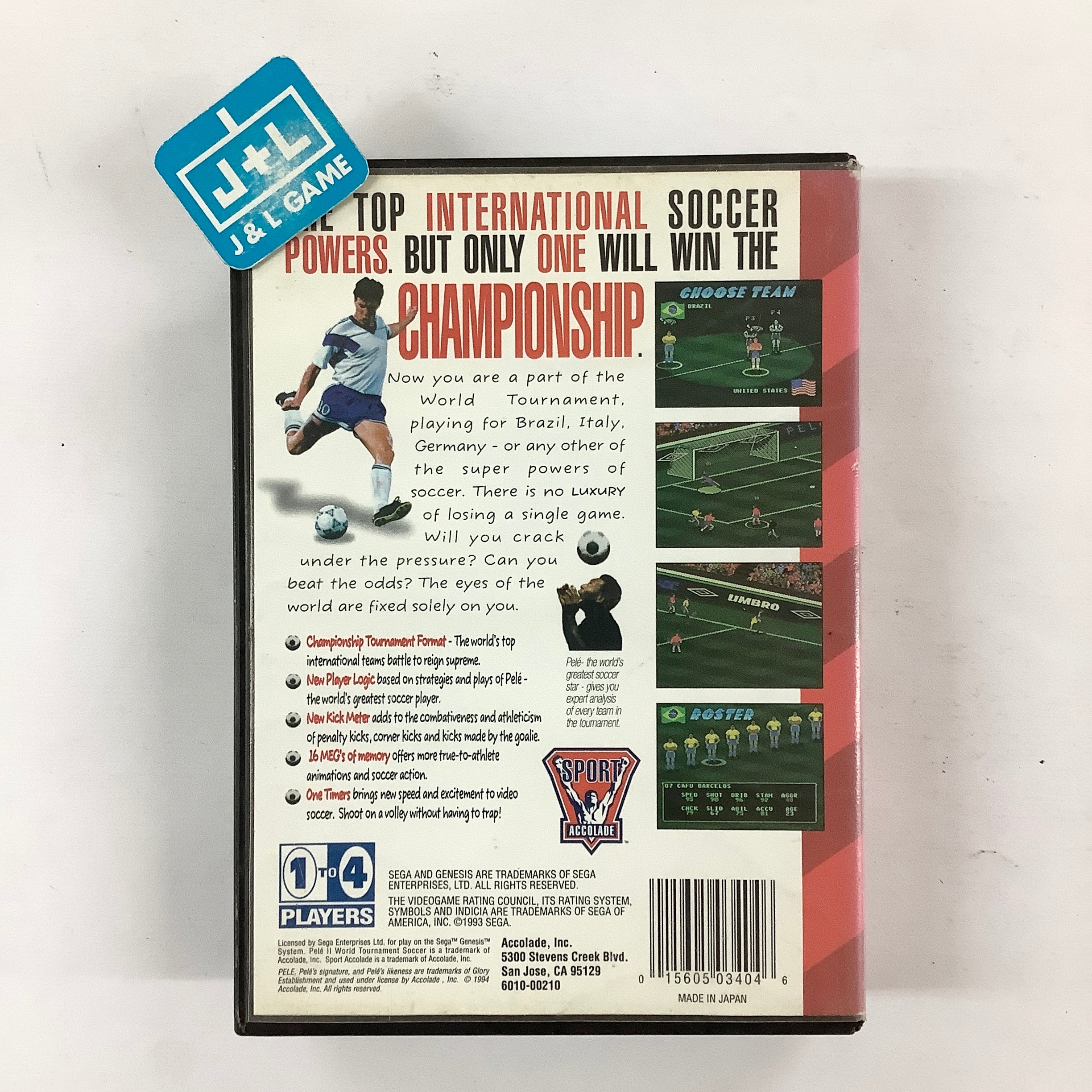 Pele II: World Tournament Soccer - (SG) SEGA Genesis [Pre-Owned] Video Games Accolade   