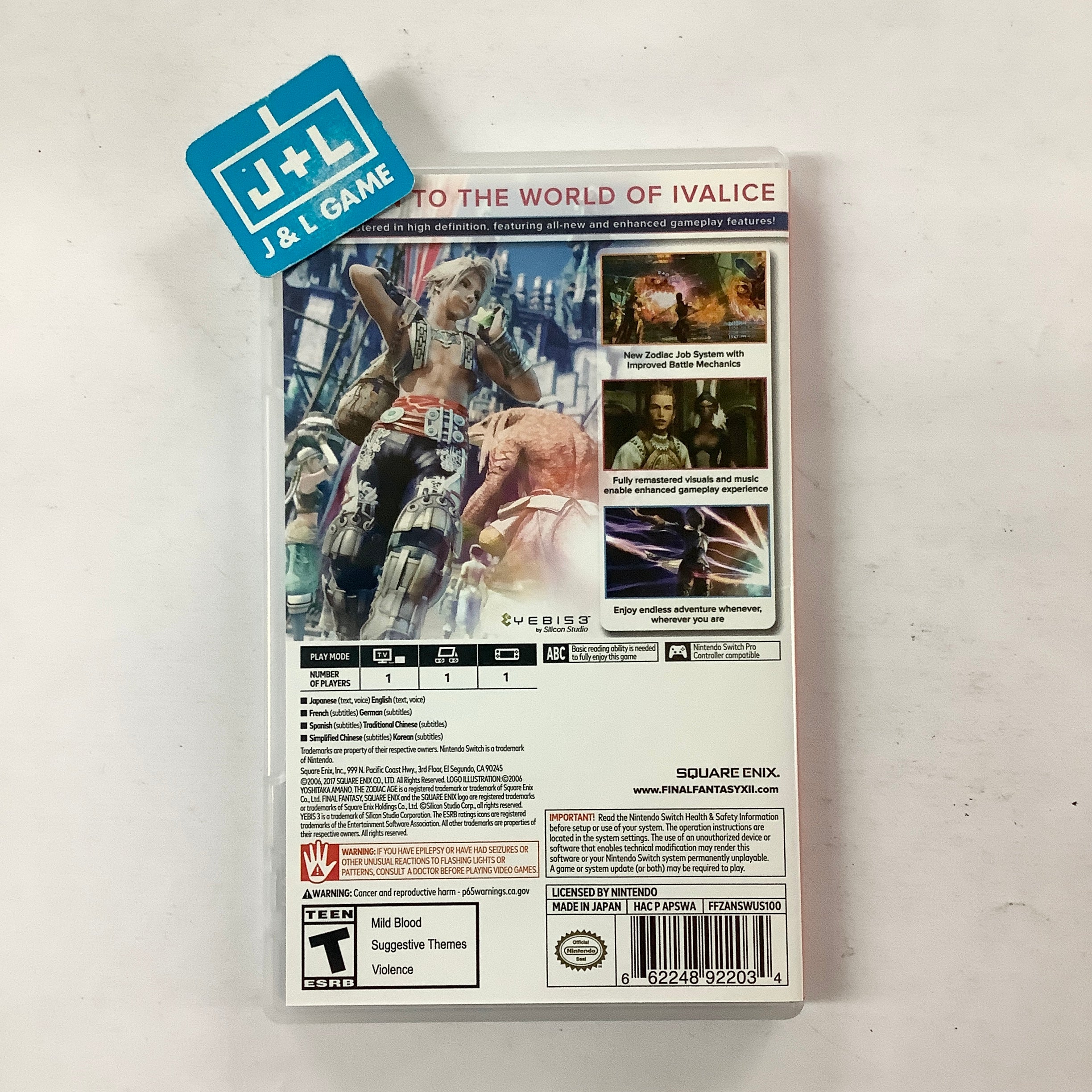 Final Fantasy XII The Zodiac Age - (NSW) Nintendo Switch [Pre-Owned] Video Games Square Enix   