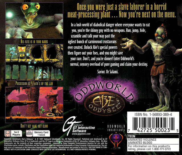 Oddworld: Abe's Oddysee (Greatest Hits) - (PS1) PlayStation 1 [Pre-Owned] Video Games GT Interactive   