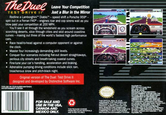 The Duel: Test Drive II - (SNES) Super Nintendo [Pre-Owned] Video Games Ballistic   