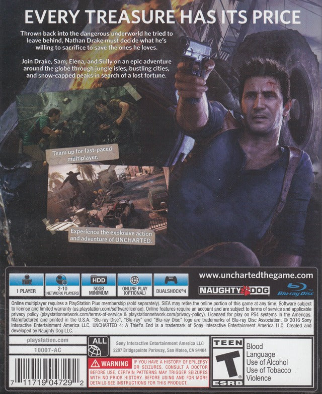 Uncharted 4: A Thief's End (NFR) - (PS4) PlayStation 4 Video Games SCEA   