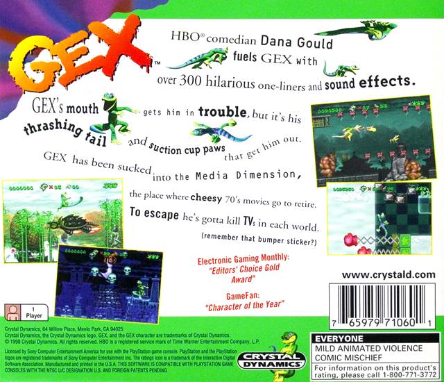 Gex - (PS1) Playstation 1 [Pre-Owned] Video Games Crystal Dynamics   