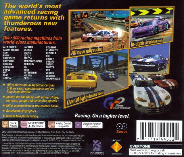 Gran Turismo 2 (Greatest Hits) - (PS1) PlayStation 1 [Pre-Owned] Video Games SCEA   