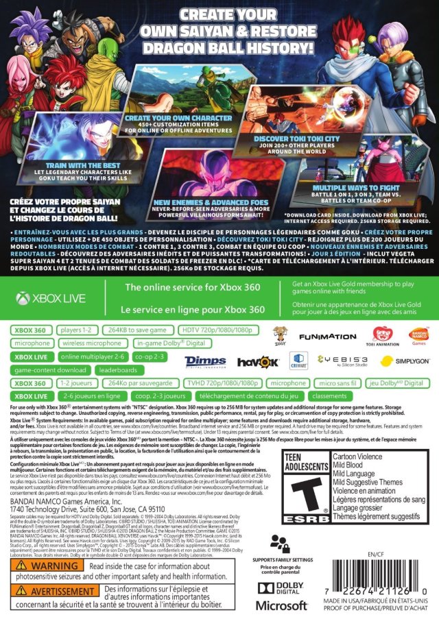 Dragon Ball: Xenoverse (Day One Edition) - Xbox 360 [Pre-Owned] Video Games BANDAI NAMCO Entertainment   