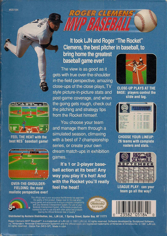 Roger Clemens' MVP Baseball - (NES) Nintendo Entertainment System [Pre-Owned] Video Games LJN Ltd.   