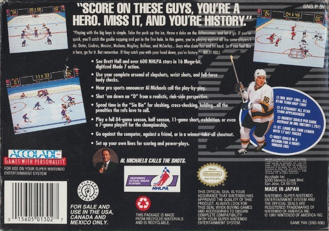 Brett Hull Hockey - (SNES) Super Nintendo [Pre-Owned] Video Games Accolade   