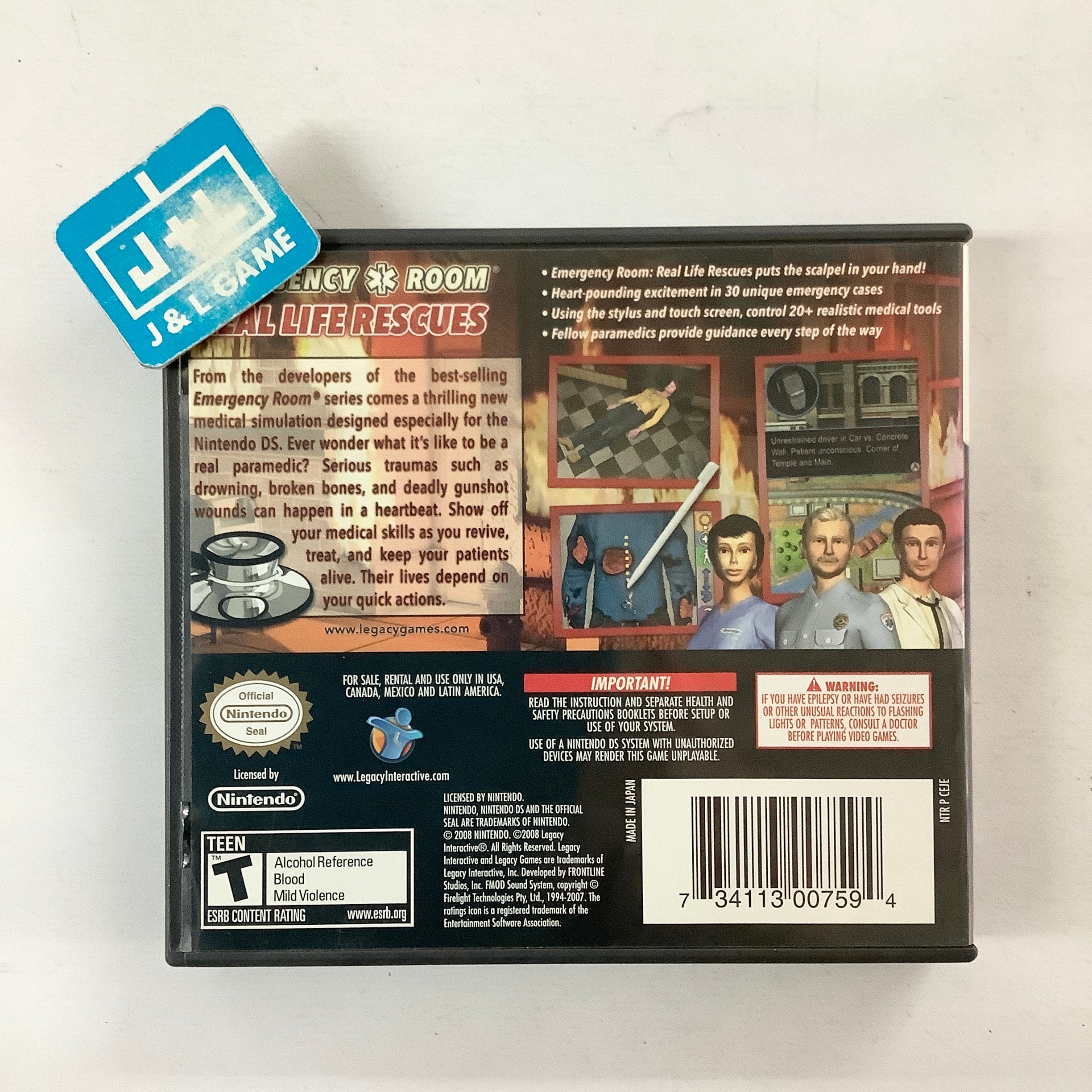 Emergency Room: Real Life Rescues - (NDS) Nintendo DS [Pre-Owned] Video Games Legacy Interactive   