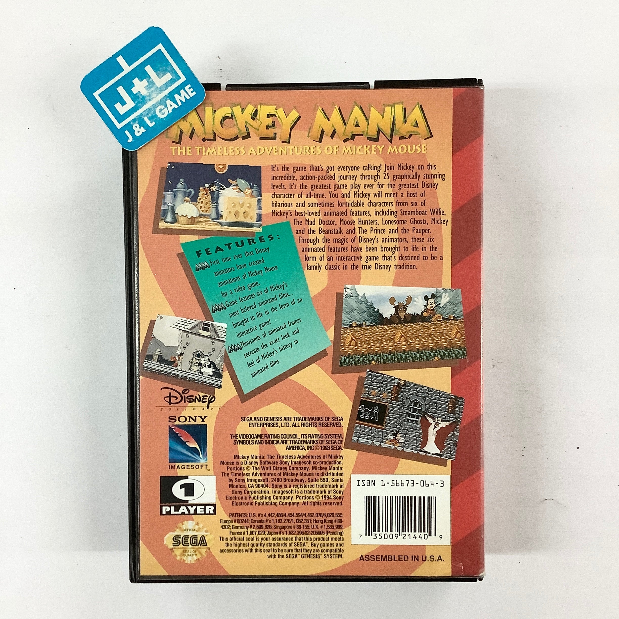 Mickey Mania: The Timeless Adventures of Mickey Mouse - (SG) SEGA Genesis [Pre-Owned] Video Games Sony Imagesoft   