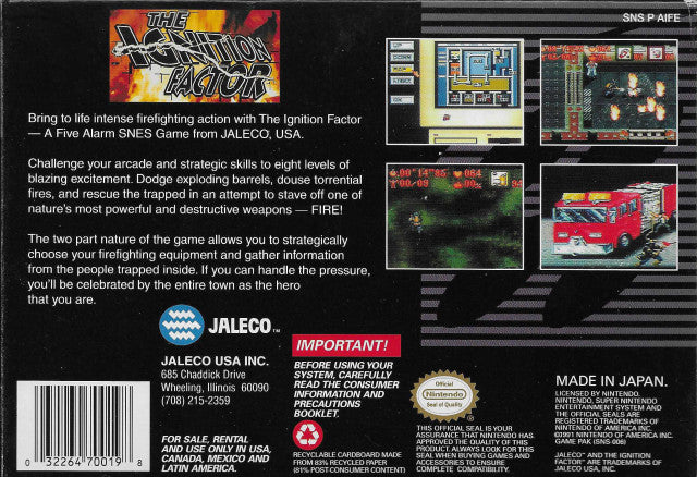 The Ignition Factor - (SNES) Super Nintendo [Pre-Owned] Video Games Jaleco Entertainment   