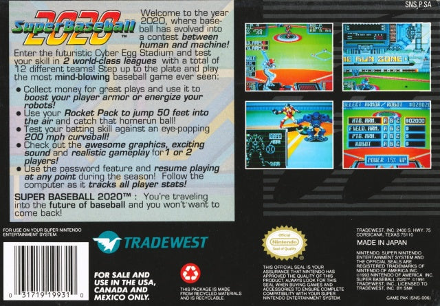 Super Baseball 2020 - (SNES) Super Nintendo [Pre-Owned] Video Games Tradewest   