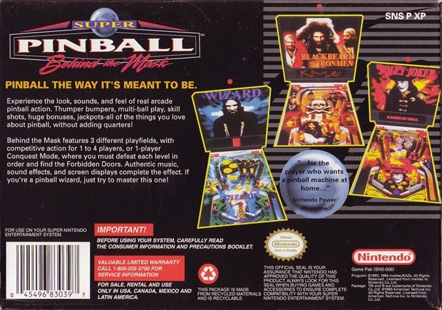 Super Pinball: Behind the Mask - (SNES) Super Nintendo [Pre-Owned] Video Games Nintendo   