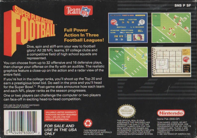 Super Play Action Football - (SNES) Super Nintendo [Pre-Owned] Video Games EA Sports   