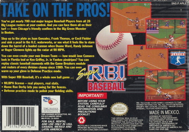 Super R.B.I. Baseball - (SNES) Super Nintendo [Pre-Owned] Video Games Time Warner Interactive   