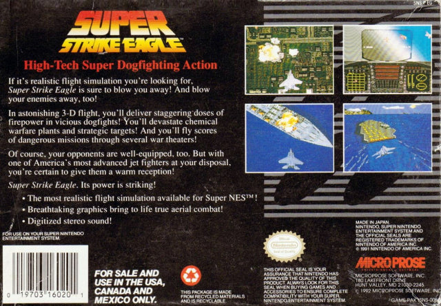 Super Strike Eagle - (SNES) Super Nintendo [Pre-Owned] Video Games MicroProse   