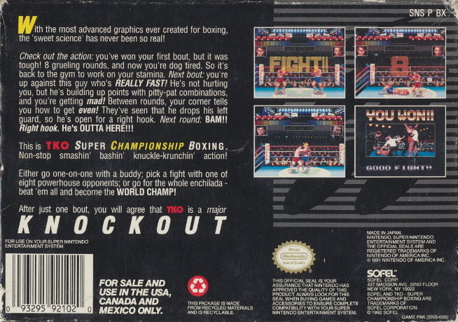 TKO Super Championship Boxing - (SNES) Super Nintendo [Pre-Owned] Video Games Sofel   