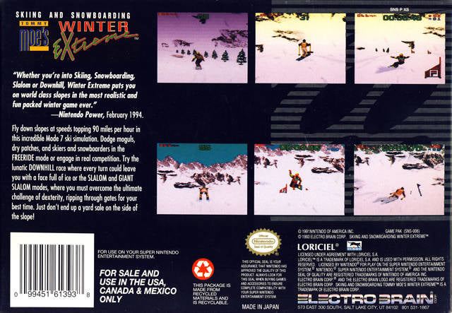 Skiing & Snowboarding: Tommy Moe's Winter Extreme - (SNES) Super Nintendo [Pre-Owned] Video Games Electro Brain   