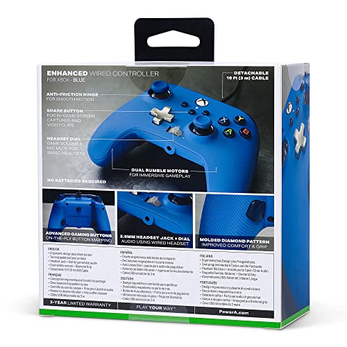 PowerA Enhanced Wired Controller (Blue) - (XSX) Xbox Series X Video Games PowerA   