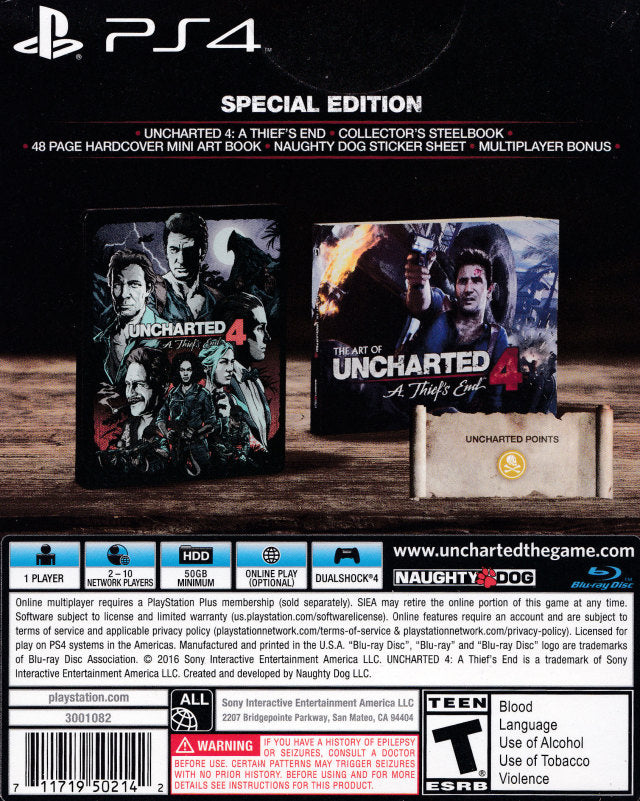 Uncharted 4: A Thief's End (Special Edition) - (PS4) PlayStation 4 [Pre-Owned] Video Games SCEA   