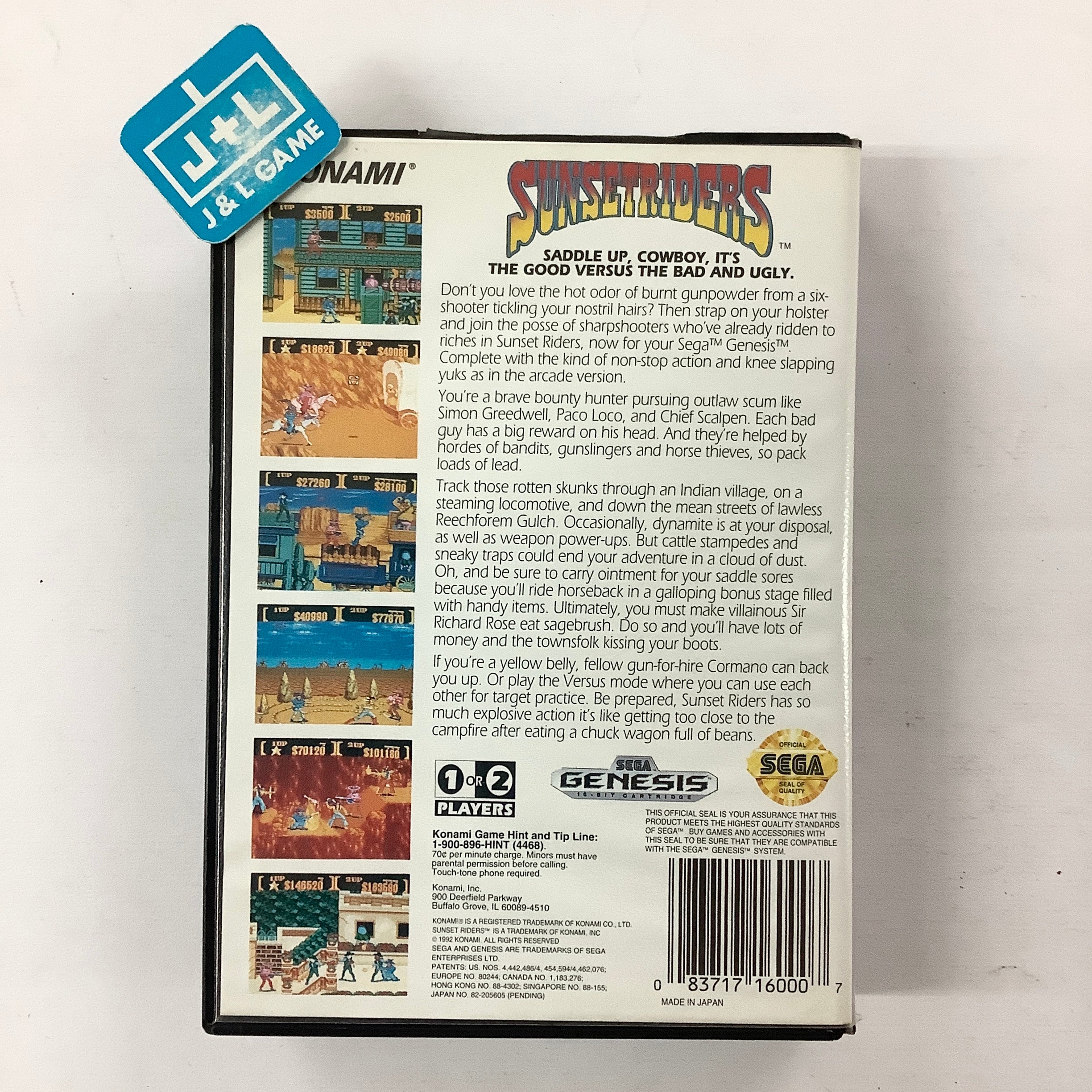 Sunset Riders - (SG) SEGA Genesis [Pre-Owned] Video Games Konami   