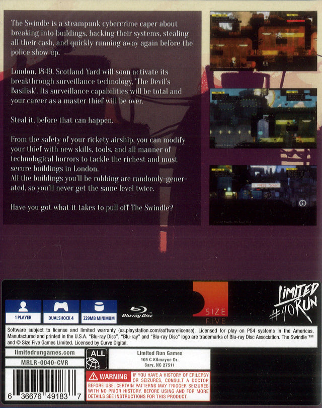 The Swindle (Limited Run #40) - (PS4) PlayStation 4 [Pre-Owned] Video Games Limited Run Games   