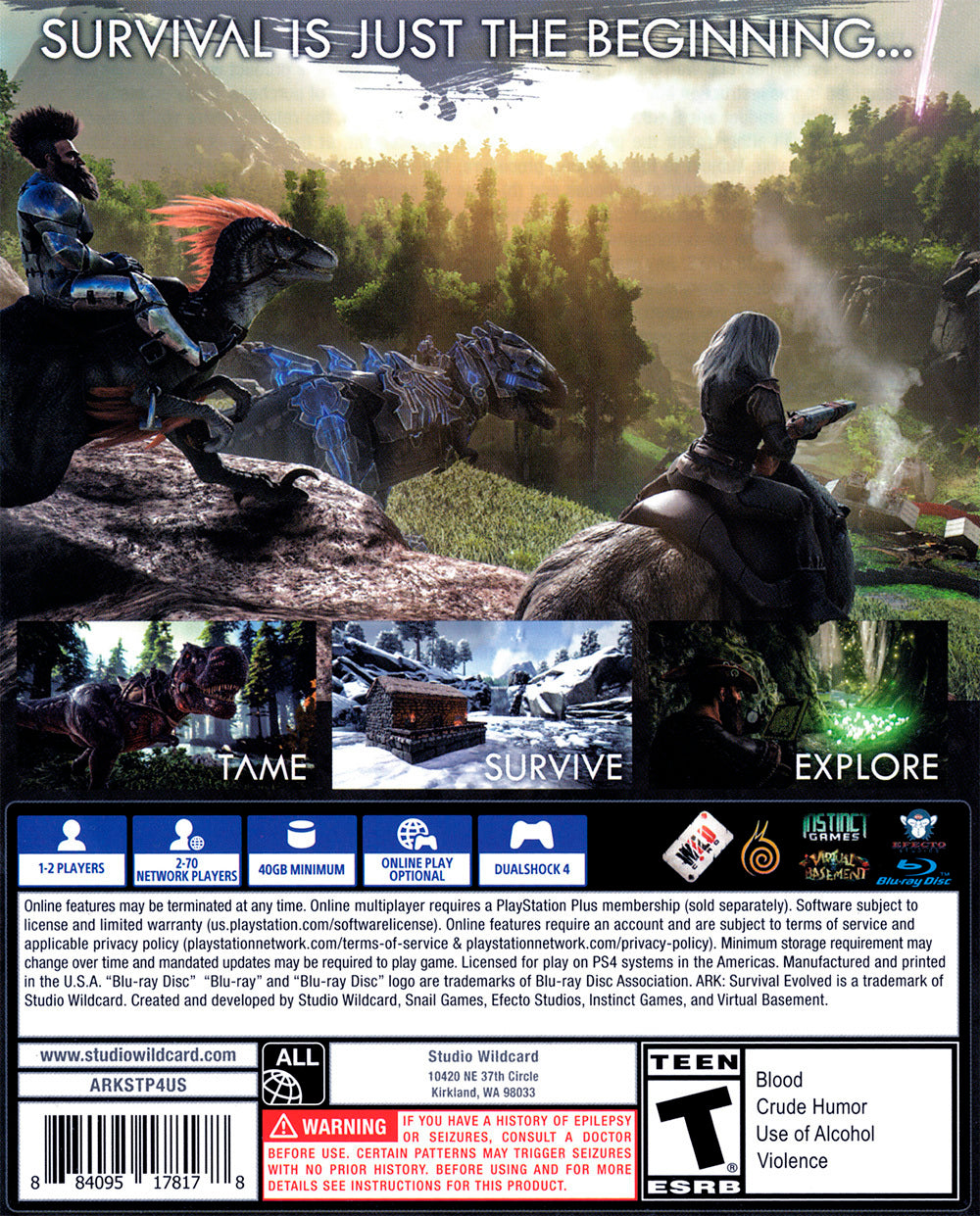 ARK: Survival Evolved - (PS4) PlayStation 4 [Pre-Owned] Video Games Studio Wildcard   