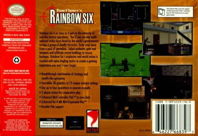 Tom Clancy's Rainbow Six (Gray) - (N64) Nintendo 64 [Pre-Owned] Video Games Red Storm Entertainment   