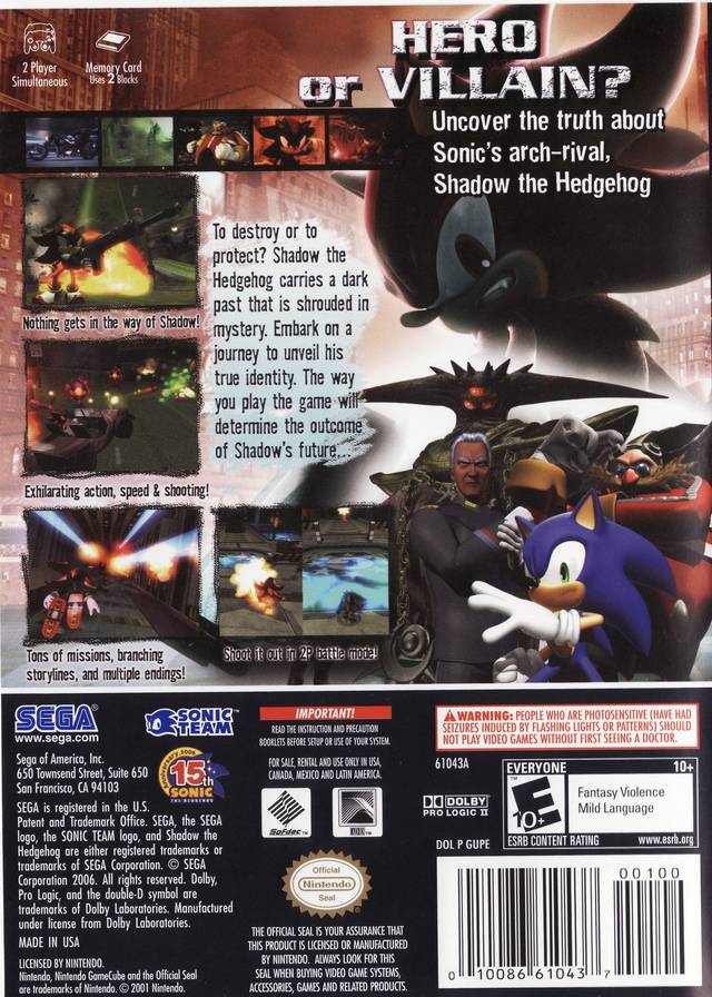 Shadow the Hedgehog (Player's Choice) - (GC) GameCube [Pre-Owned] Video Games Sega   