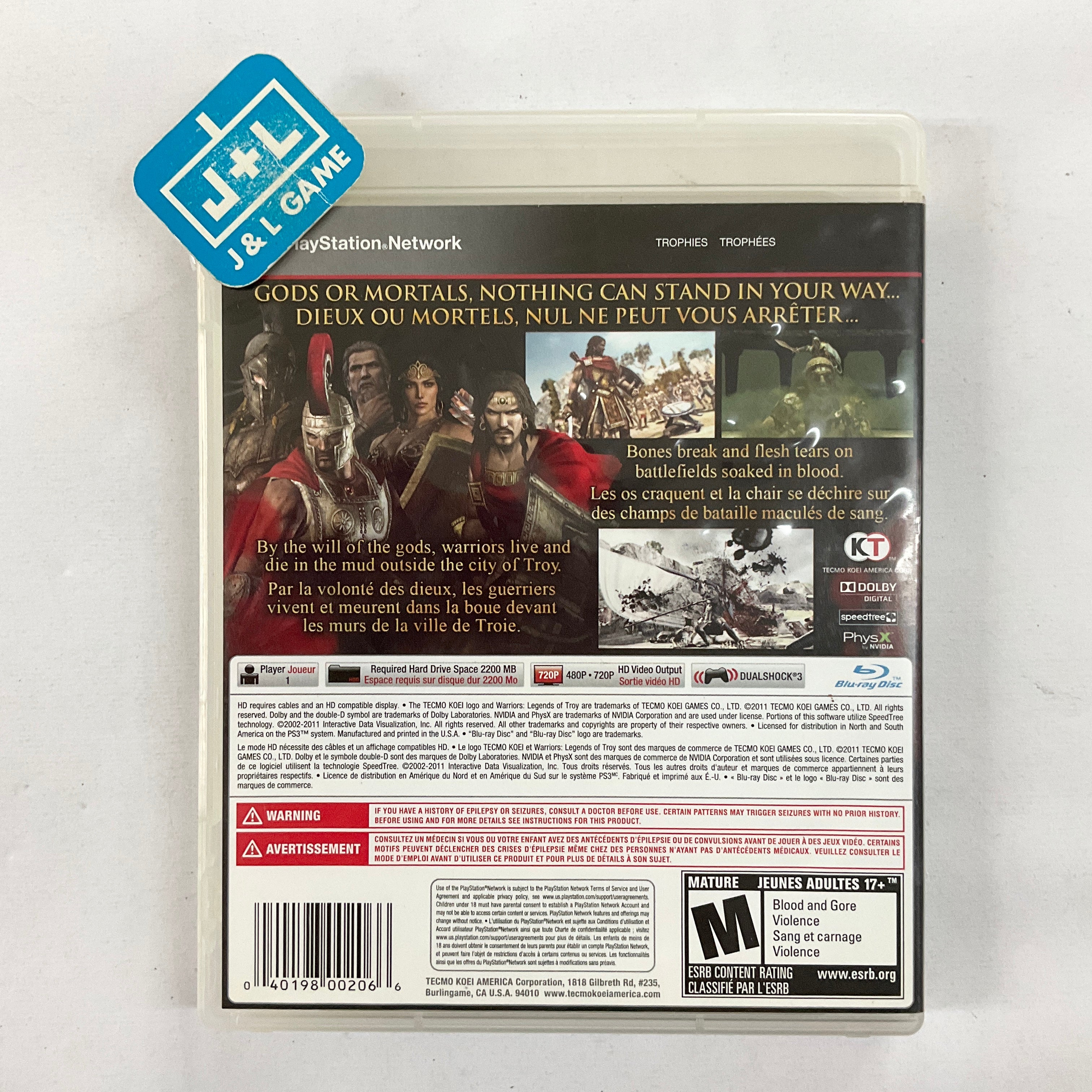 Warriors: Legends of Troy - (PS3) PlayStation 3 [Pre-Owned] Video Games Koei Tecmo Games   