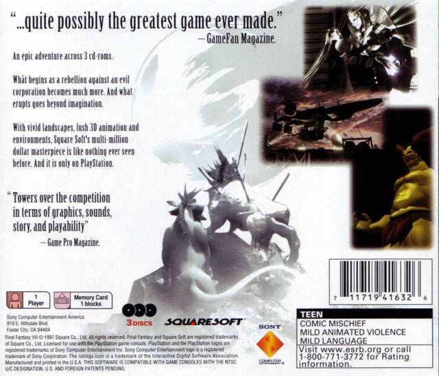 Final Fantasy VII (Greatest Hits) - (PS1) PlayStation 1 [Pre-Owned] Video Games SCEA   