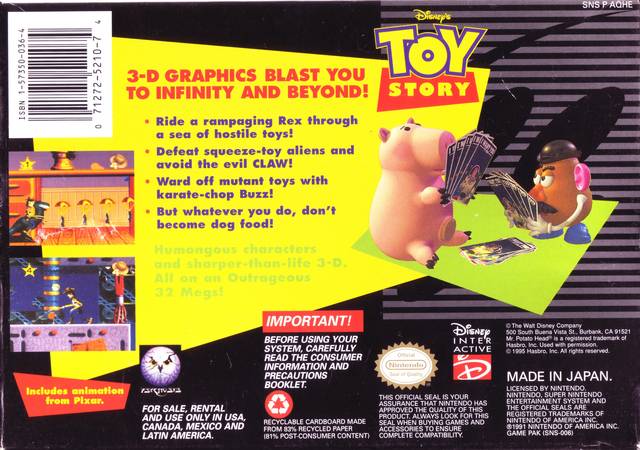 Disney's Toy Story - (SNES) Super Nintendo [Pre-Owned] Video Games Disney Interactive Studios   