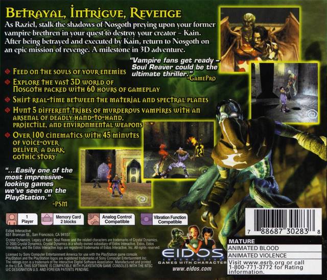 Legacy of Kain: Soul Reaver (Greatest Hits) - (PS1) PlayStation 1 [Pre-Owned] Video Games Eidos Interactive   